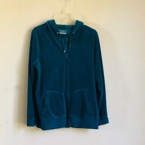 Tek Gear Teal Green Hooded Velour Style Jacket